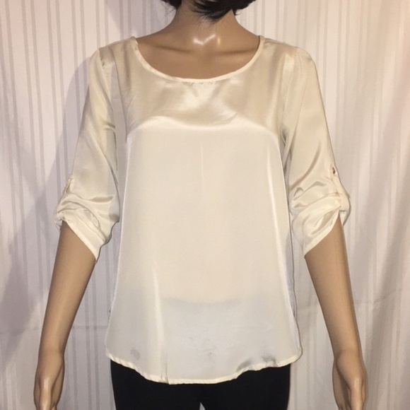 Fun And Flirt Cream 3/4 Sleeve Blouse Cream - Picture 1 of 10